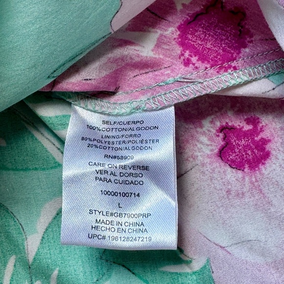 NWT GB Gianni Bini One Shoulder Floral Mini Dress Aqua Pink Side Cut Out  Size L - Picture 7 of 13